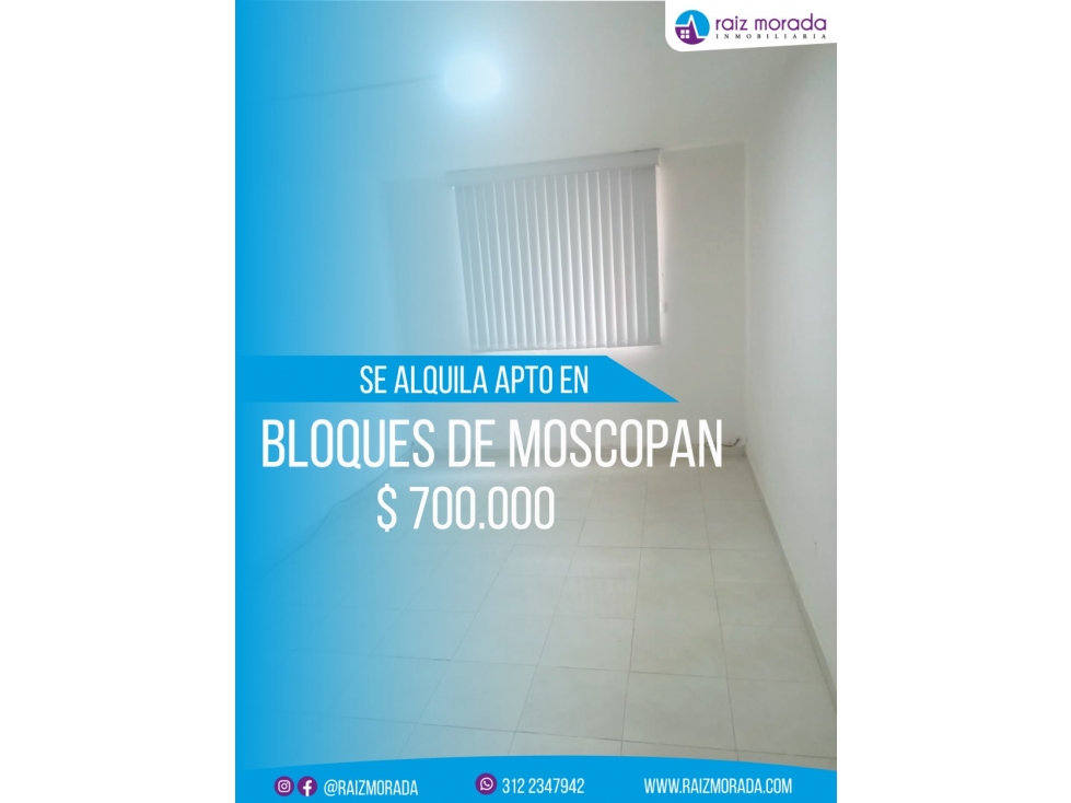 ALQUILO APARTAMENTO BLOQUES DE MOSCOPAN