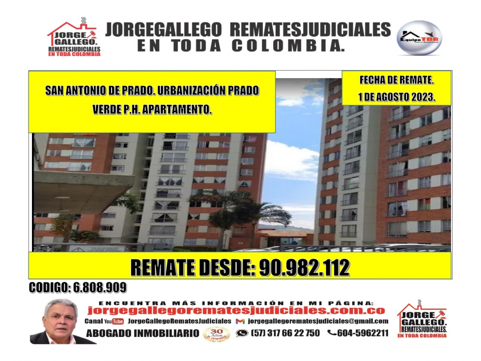 Remate. Medellin. San Antonio de Prado. Apartamento.