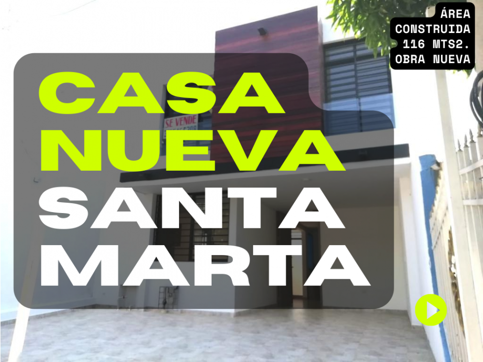 CASA EN VENTA EN SANTA MARTA DE DOS PISOS URBANIZACION SANTA LUCIA